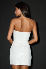 Pristine Dazzle Ivory Sequin Strapless Mini Dress