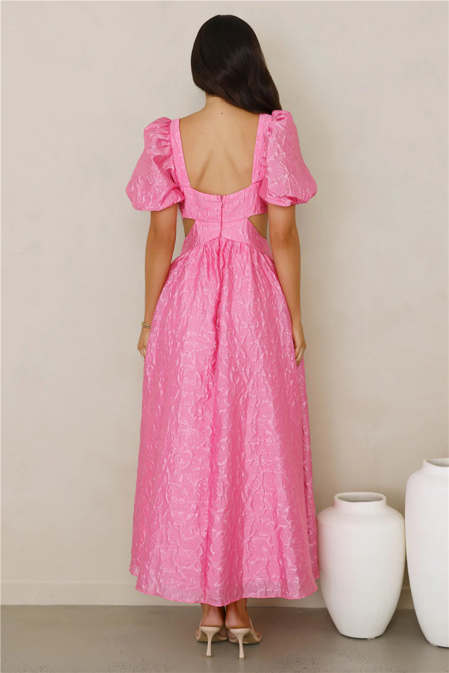 Softly Enchanted Midi Dress Fuchsia