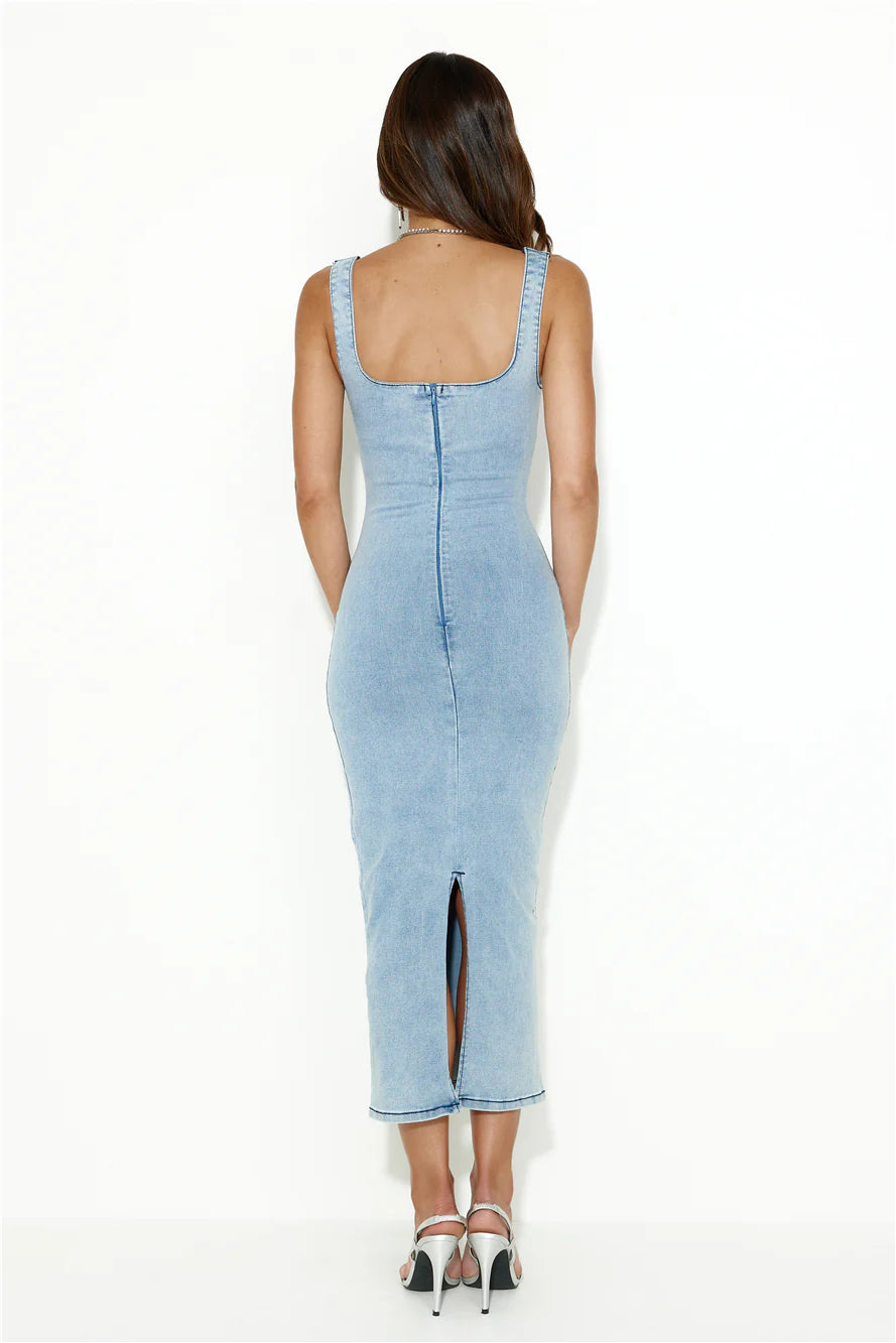 Momentum Maker Midi Dress Light Denim