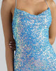 Blue Sequined Bodycon Mini Dress