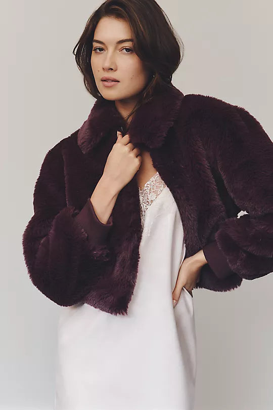 Crop Faux Fur Coat