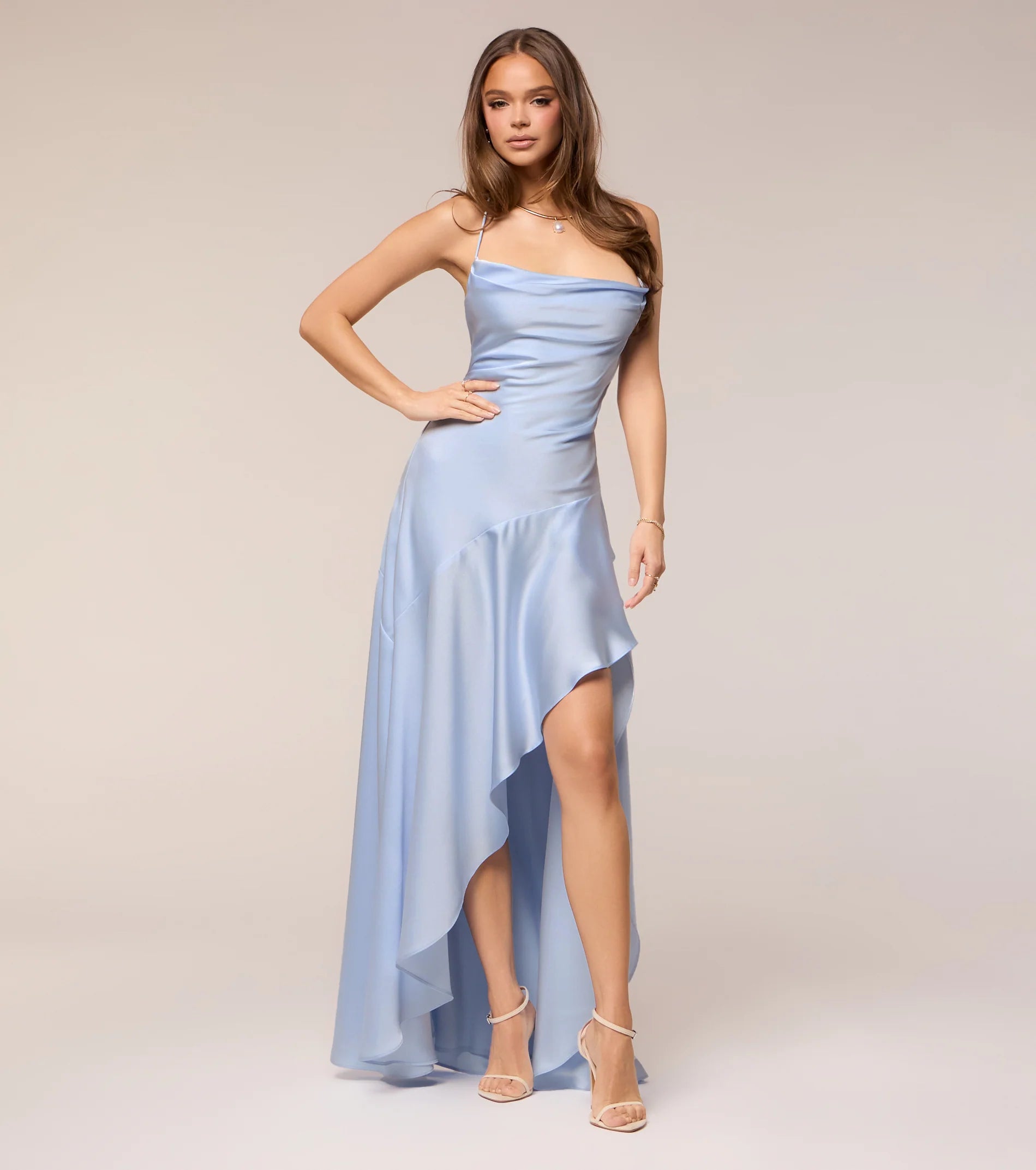 Jennie Satin A-Line Lace-Up Formal Dress