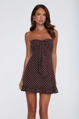 Own Your Glow Polka Dot Strapless Mini Dress Brown