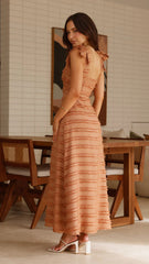 Textured V-Neck Tie Shoulder Dress
