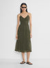Chiffon tiered V-neck midi dress— dark olive