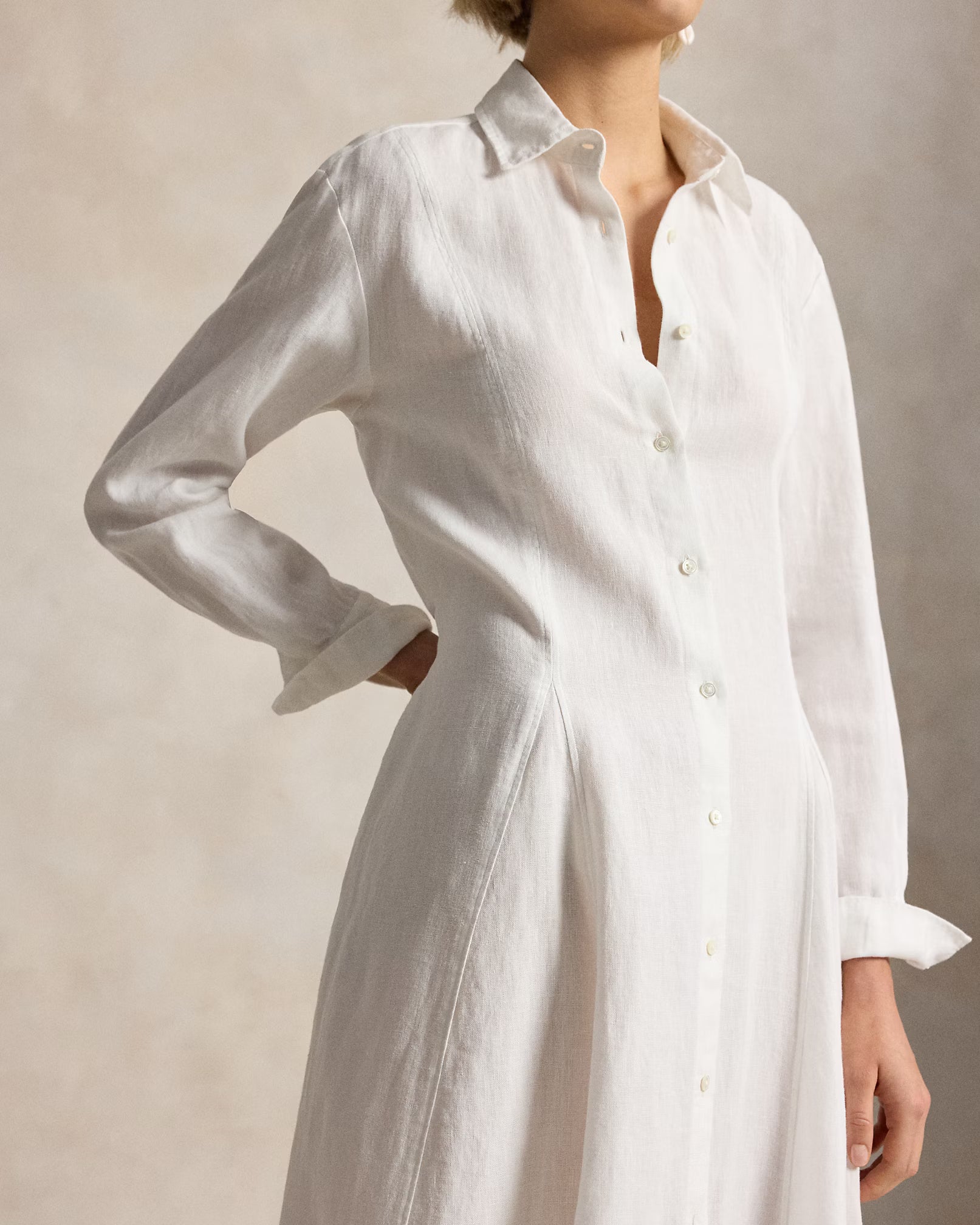 Self-Tie Linen Shirtdress