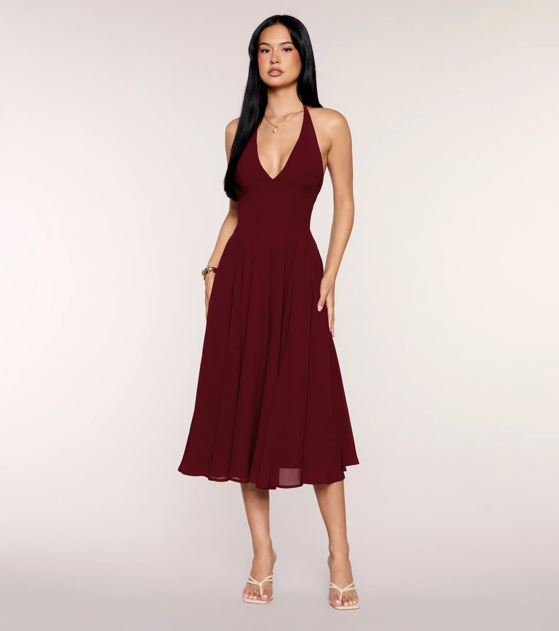 Effortless Grace Chiffon Midi Dress