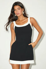 Posh Darling Black Color Block Sleeveless Mini Dress