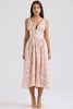 pink meadow print cotton corset sundress