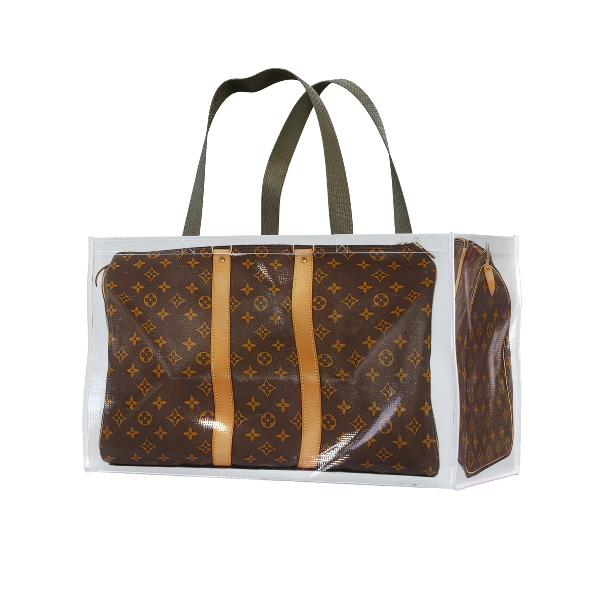 TITA ELVIE duffle Grocery Bag, brown  canvas, large