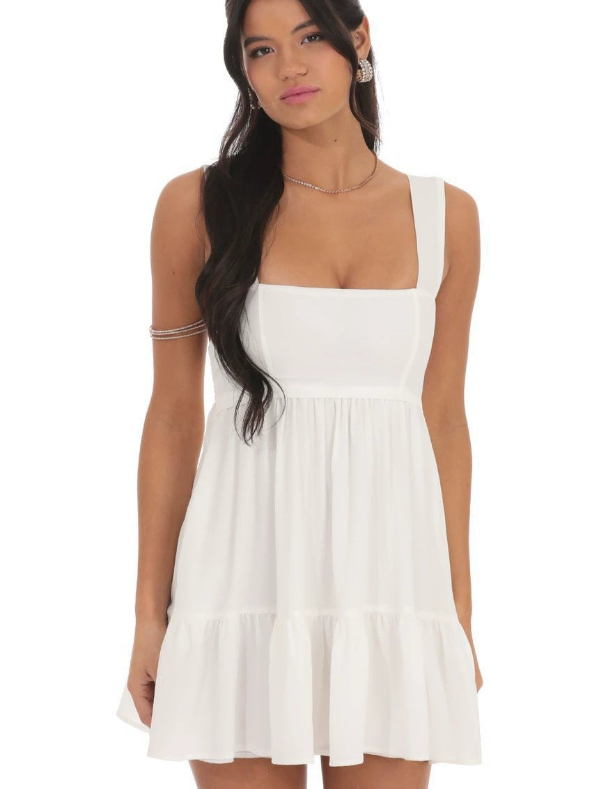 Shimmer Striped Babydoll Dress in Pink