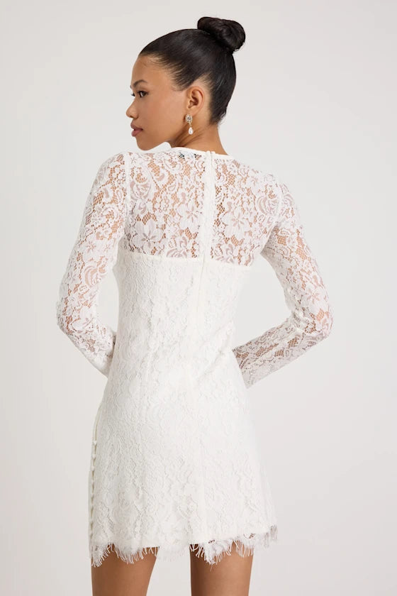 Arlet White Lace Long Sleeve Mini Dress