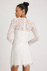 Arlet White Lace Long Sleeve Mini Dress