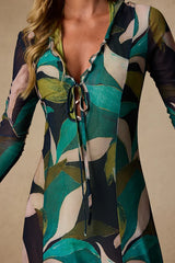 Nonah Teal Multi Mesh Maxi Swim Cover-Up