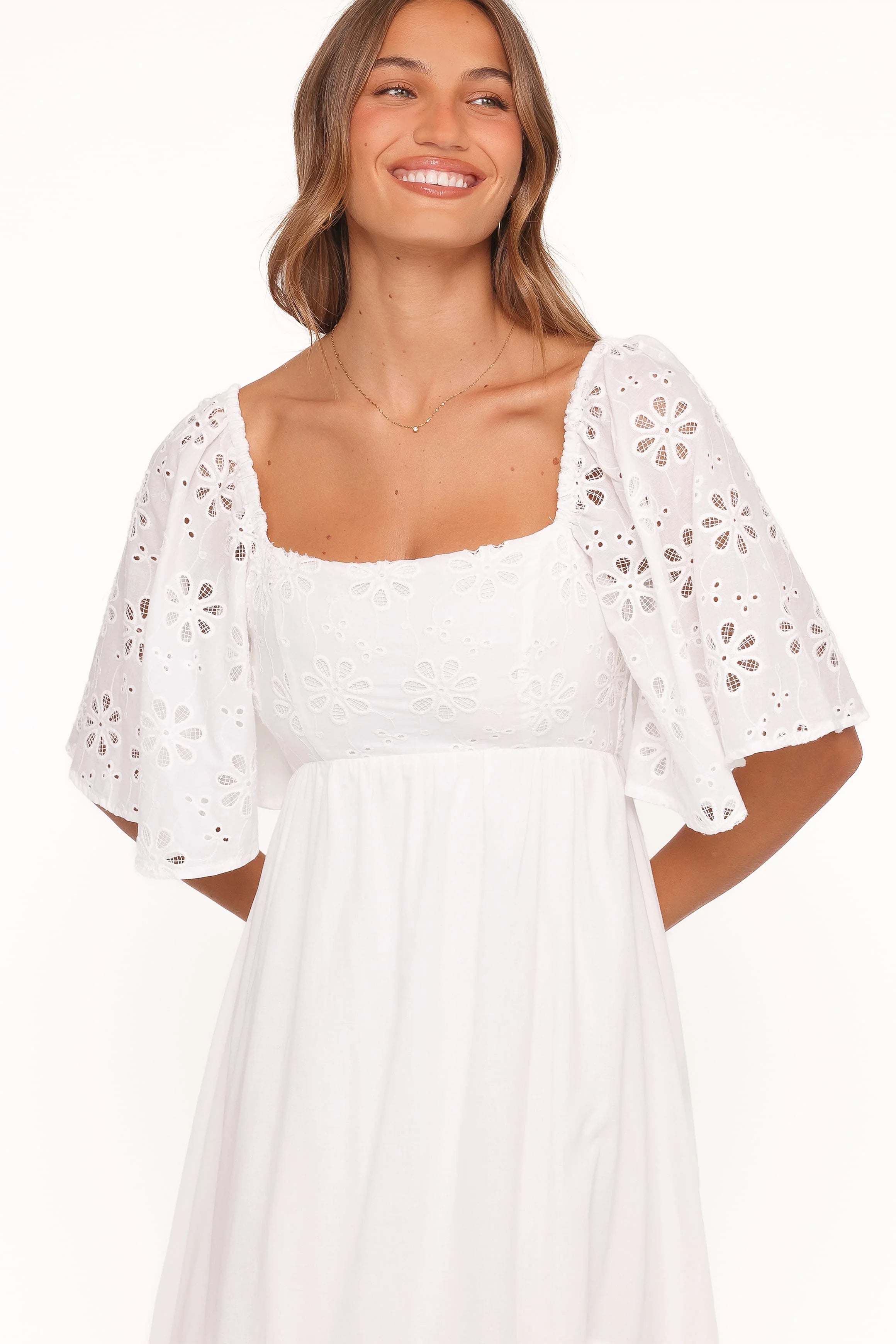 Xana Maxi Dress - White Broderie
