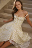 white vintage floral print cotton bustier sundress 