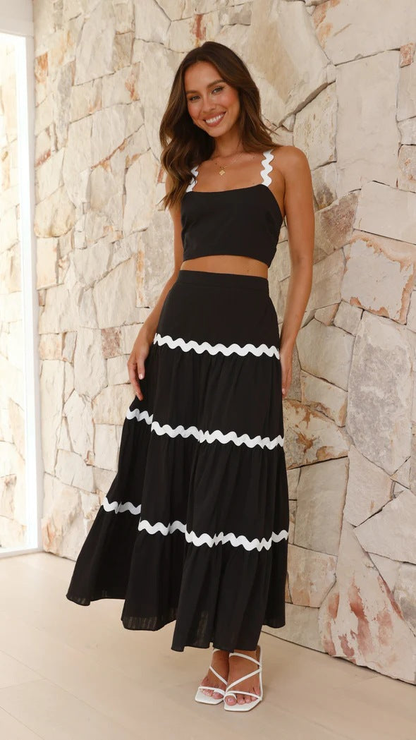 Hazel Blues® |  Contrast Trim Cami and Maxi Skirt Set