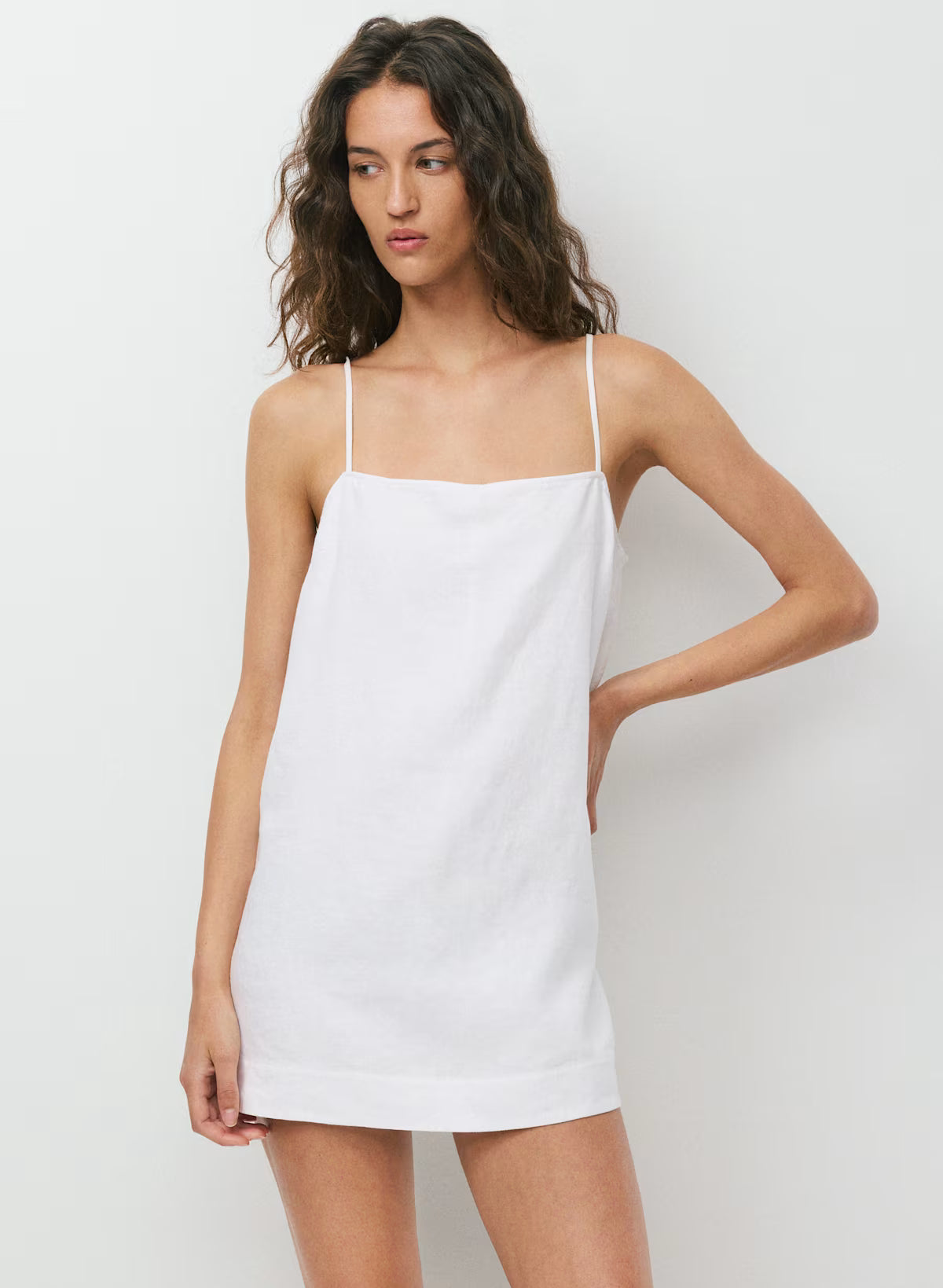 Squareneck micro dress with a built-in romper