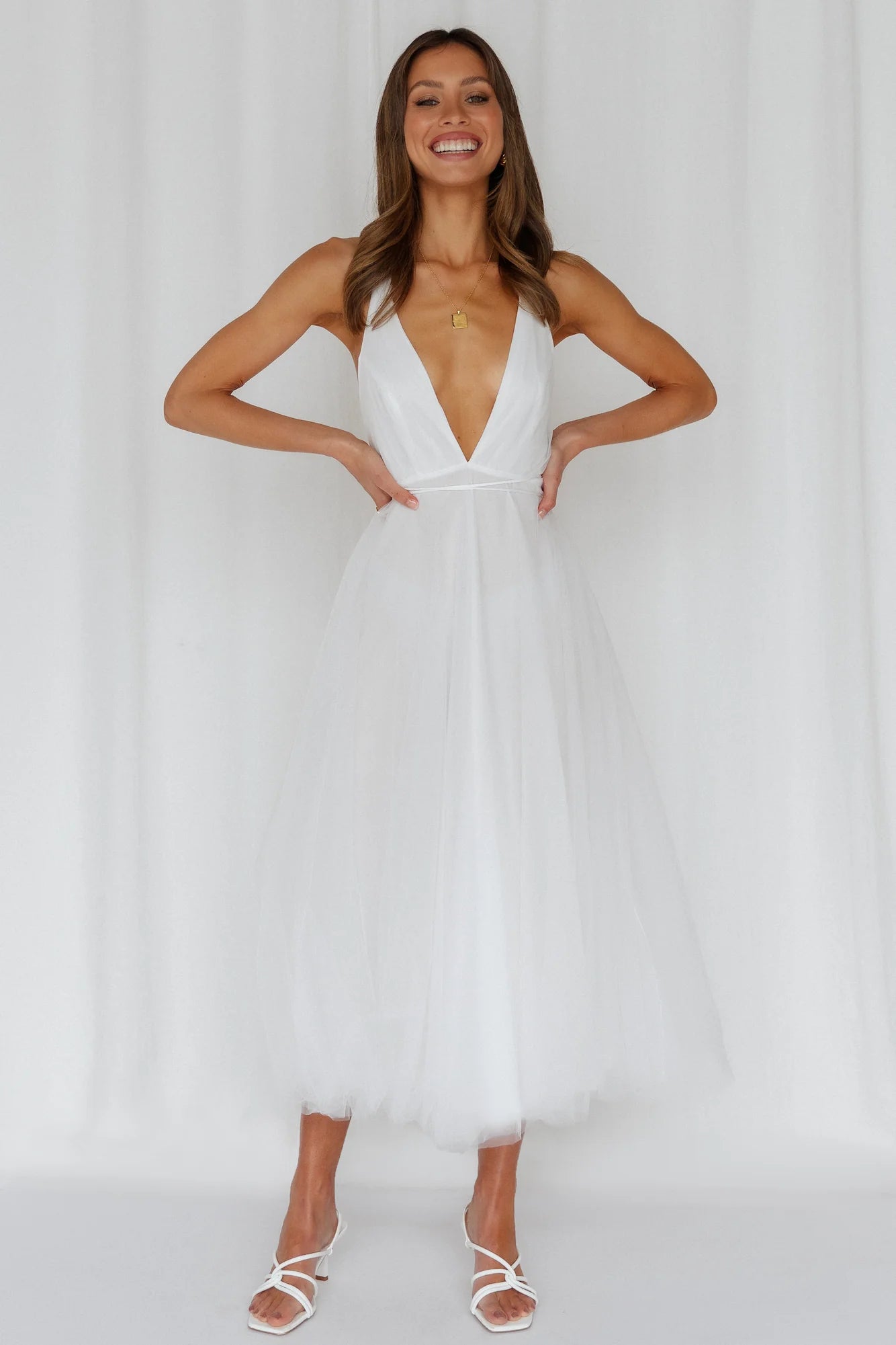 Summer Cinderella Midi Dress White