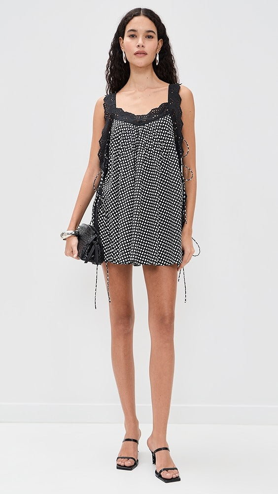 Lucilla Eyelet Trimmed Open Back Mini Dress