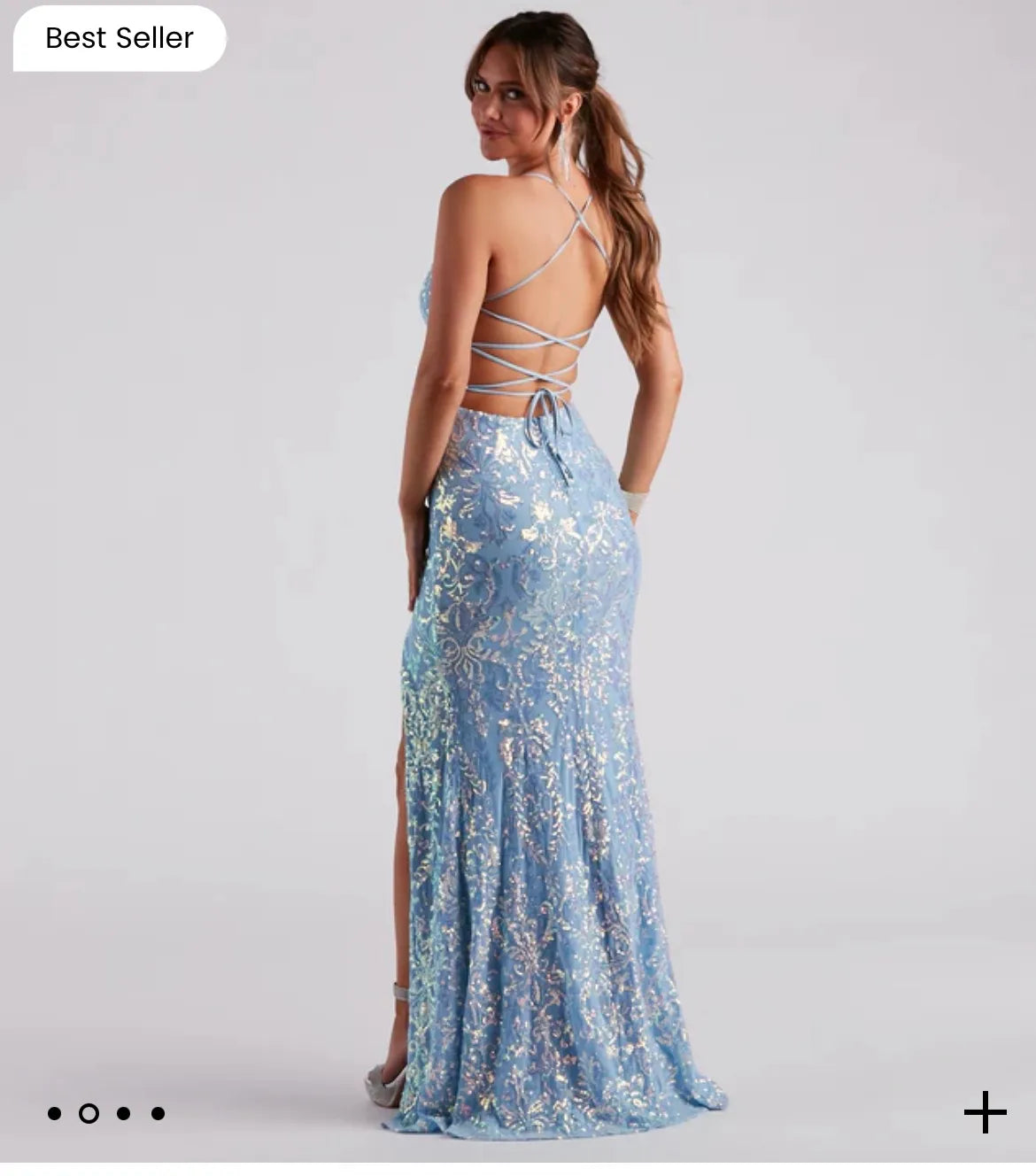 Formal sequin mermaid dress, floor length with side slit