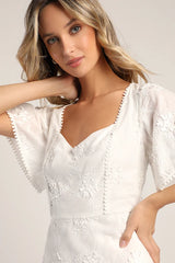 Morning in Mallorca White Eyelet Mini Dress