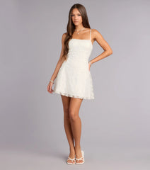 Forget Me Not Lace-Up Sequin Lace Mini Dress