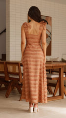Textured V-Neck Tie Shoulder Dress