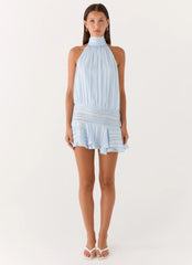 Willow Chiffon Mini Dress - Blue