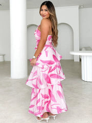 Floral One-Shoulder Maxi Dress – Women's Vacation Dress