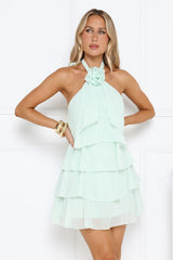Pretty Wink Halter Mini Dress Mint