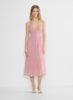 Chiffon tiered V-neck midi dress— tart pink