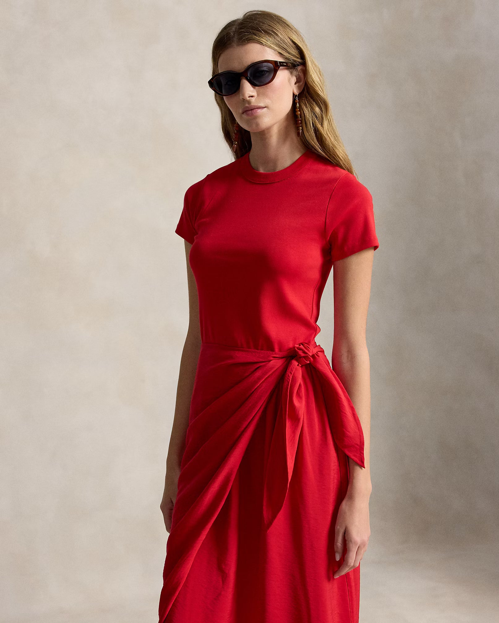 Faux-Wrap Tee Dress