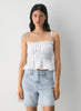 Striped linen slim-fit camisole with peplum hem