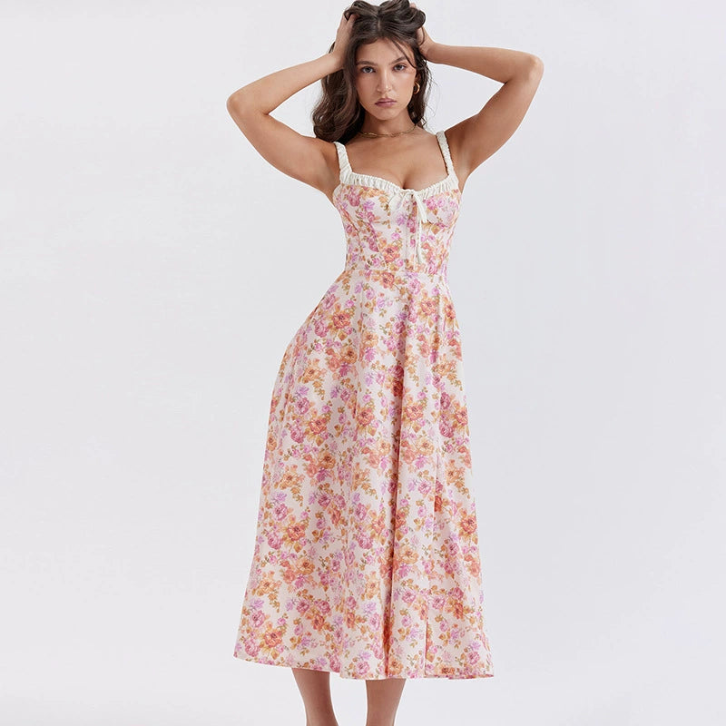 light jade print bustier sundress