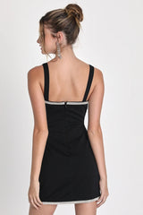Glowing Allure Black Rhinestone Sleeveless Bodycon Mini Dress