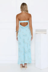 Sparkling Floral Embellished Strapless Maxi Dress