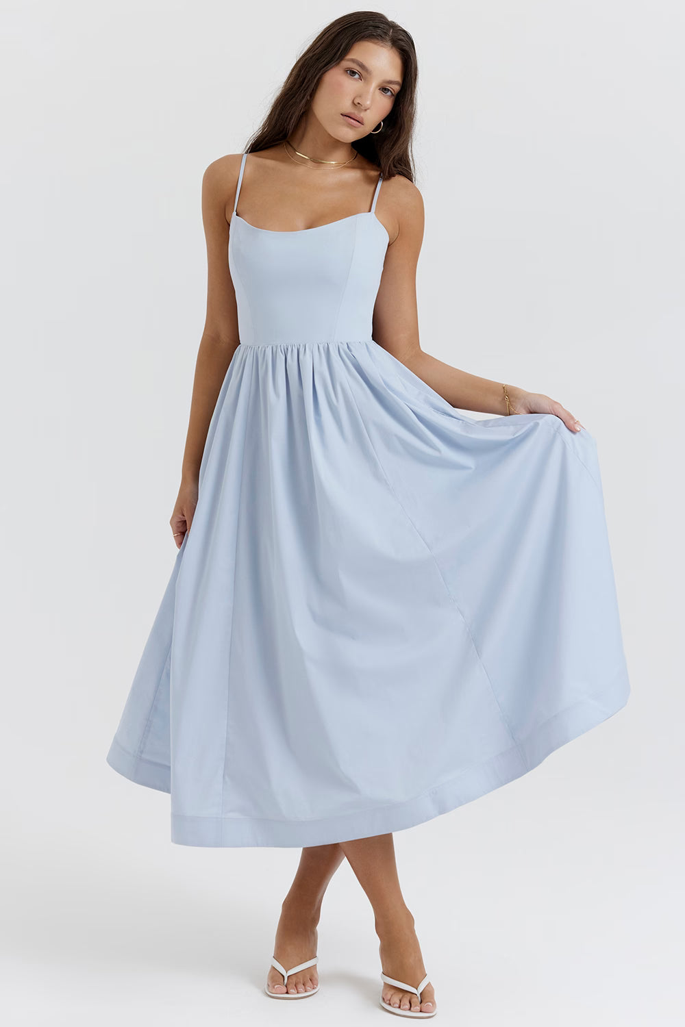soft blue corset sundress