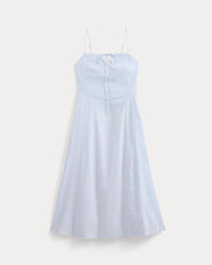 Tie-Neck Dress in Stretch Linen | Skywriting