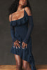 french navy ruffle mini dress