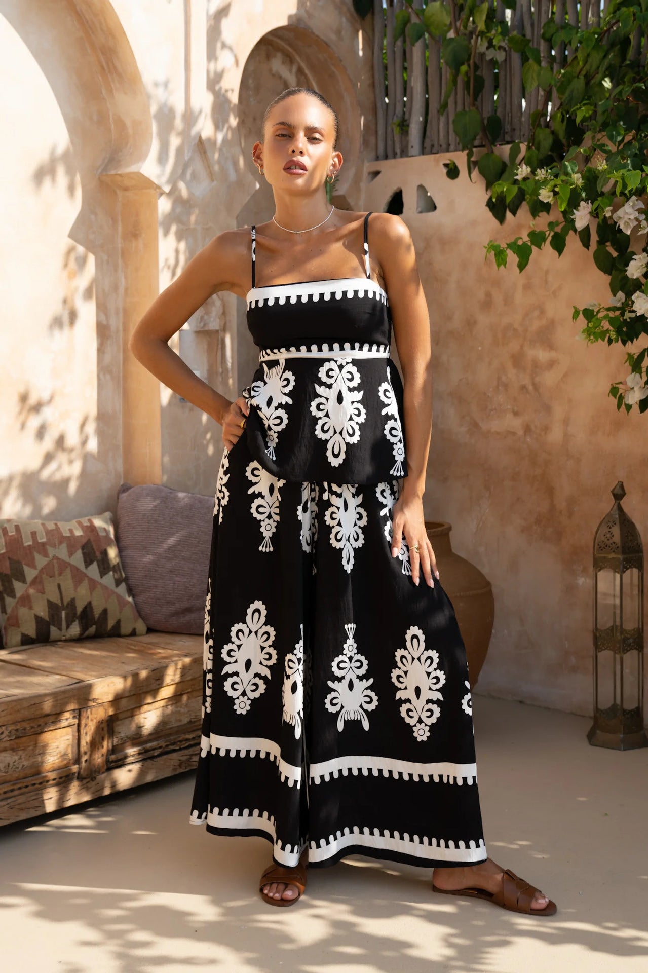 Pankh Hadley Fitted Printed Cami Top and Pant Two-Piece Set