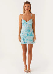 Vietta Sequin Cami Micro Mini Dress - Blue