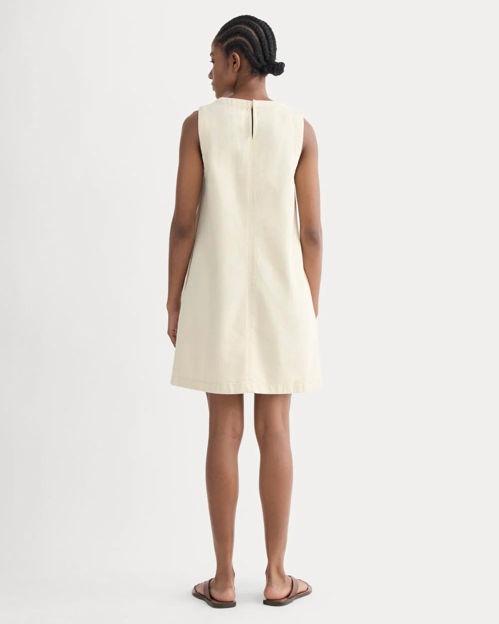 The Denim Shift Dress | Ecru